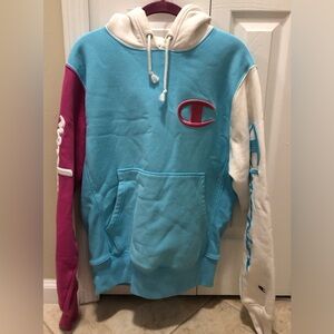 Champion hoodie, unique color pattern on sleeves sets you apart